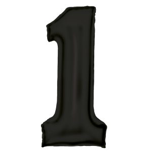 Folienballon - SuperShape "1" Silk Lustres schwarz 86cm