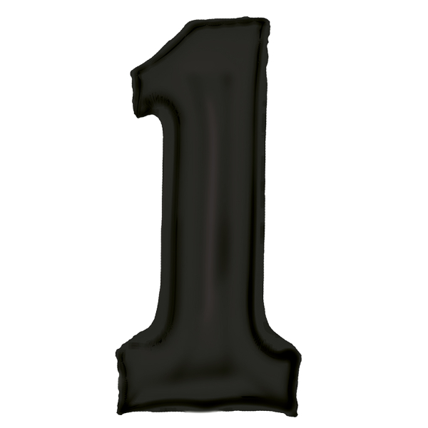 Folienballon - SuperShape "1" Silk Lustres schwarz 86cm