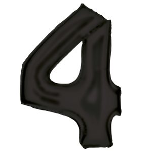 Folienballon - SuperShape "4" Silk Lustres schwarz 86cm