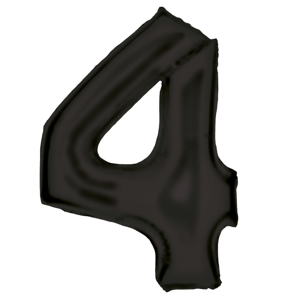 6748778-9917306-2-3-600 Folienballon - SuperShape "4" Silk Lustres schwarz 86cm