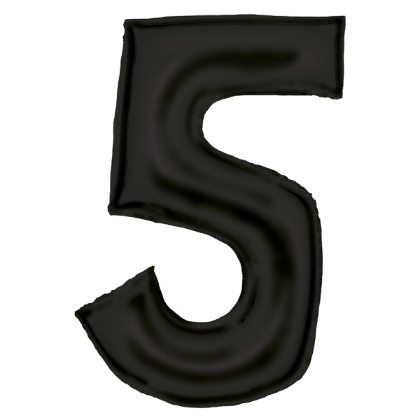 6748779-9917307-2-3-600 Folienballon - SuperShape "5" Silk Lustres schwarz 86cm