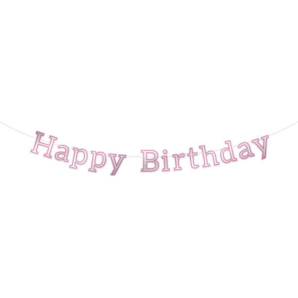 Buchstabengirlande Glossy Pink 'Happy Birthday'