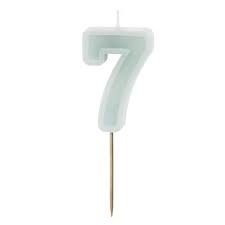 Geburtstagskerze Zahl 7, hellem Mint, 6 cm