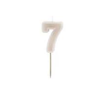Geburtstagskerze Zahl 7 ,beige, 6 cm