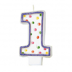 Zahlenkerze 1 Polka Dots - 7,6 cm