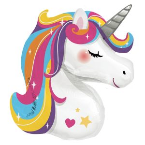 Large Shape Bright Rainbow Unicorn Folienballon 70 cm x 78 cm