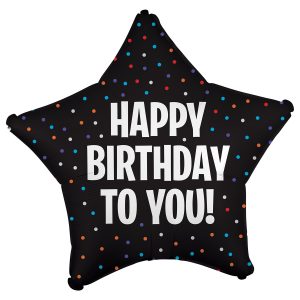 Large Shape Silk Lustre Star HBD Folienballon 81cm