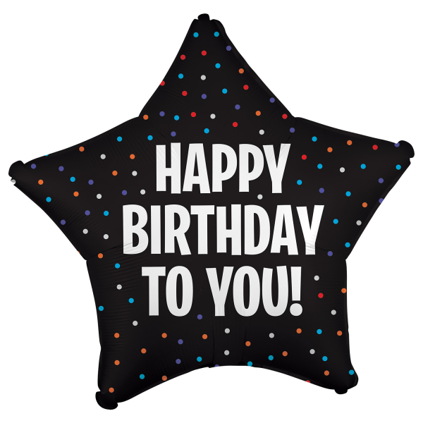 Large Shape Silk Lustre Star HBD Folienballon 81cm