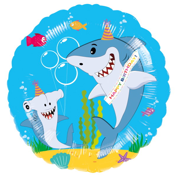 Standard Friendly Shark HBD Folienballon 43 cm