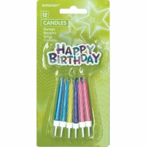 Kerzen bunt "Happy Birthday" mit Halter