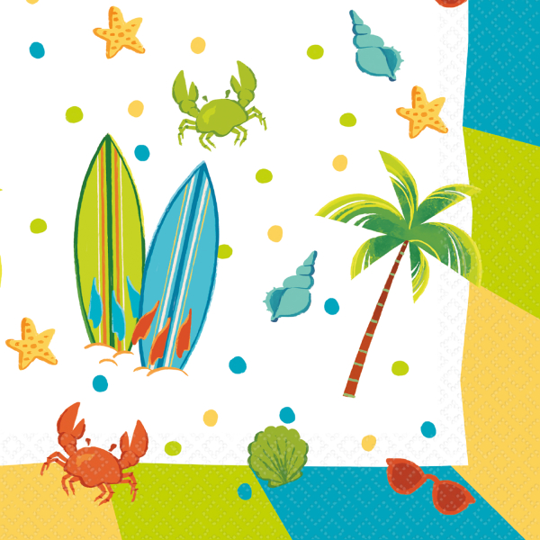 16 Servietten Surf Party 33 x 33 cm