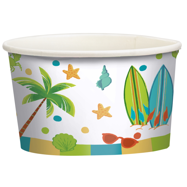 8 Eisbecher Surf Party Papier 270 ml