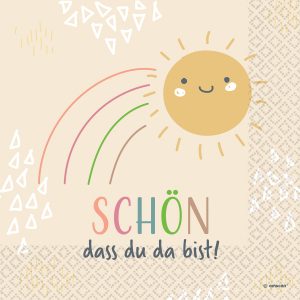 16 Servietten "Schön, dass du da bist" 33cm x 33cm