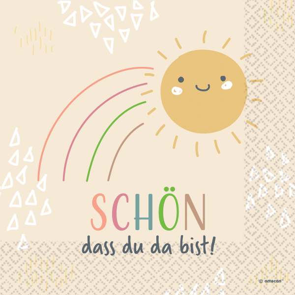 16 Servietten "Schön, dass du da bist" 33cm x 33cm