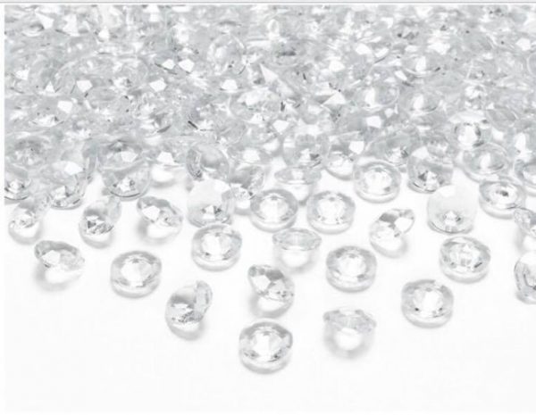 100 Deko Acryl Diamanten weiß
