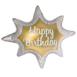Large Shape Silk Lustre Star HBD Folienballon 81cm