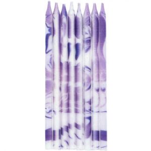 Kerzen Marmor Lila - 10 cm - 24 Stück