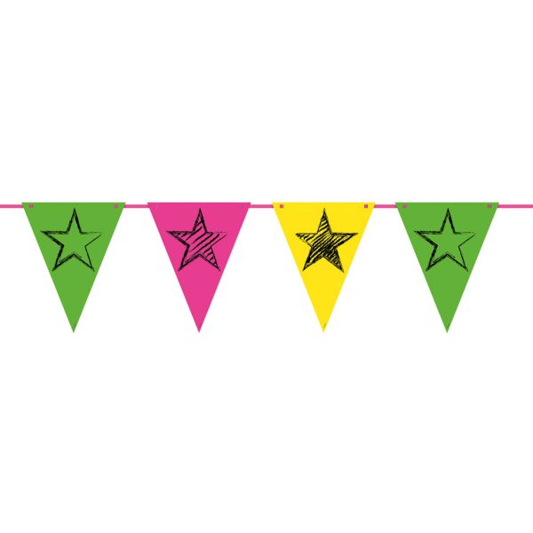 Neon Party Wimpelkette - 6 Meter