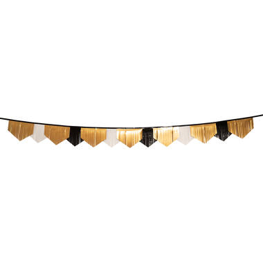 Fransengirlande - Black Gold - Gewellt - schwarz/gold/weiß
