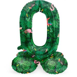 Stehender Folienballon Ziffer / Zahl 0 Jungle Vibe - 72 cm