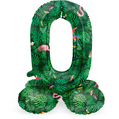 Stehender Folienballon Ziffer / Zahl 0 Jungle Vibe - 72 cm