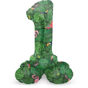 Stehender Folienballon Ziffer / Zahl 1 Jungle Vibe - 72 cm