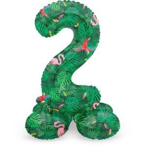 Stehender Folienballon Ziffer / Zahl 2 Jungle Vibe - 72 cm