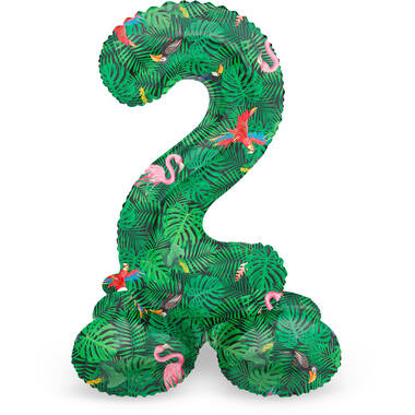 Stehender Folienballon Ziffer / Zahl 2 Jungle Vibe - 72 cm