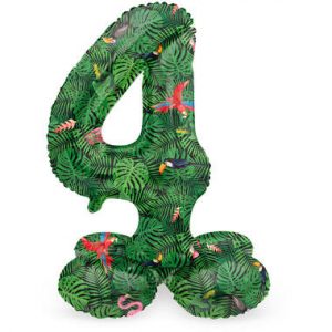 Stehender Folienballon Ziffer / Zahl 4 Jungle Vibe - 72 cm