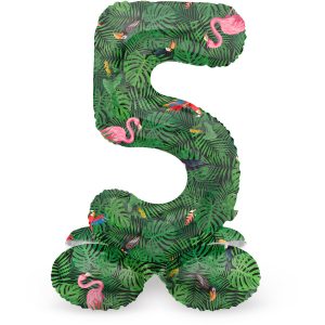 Stehender Folienballon Ziffer / Zahl 5 Jungle Vibe - 72 cm