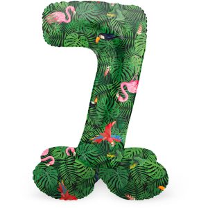 Stehender Folienballon Ziffer / Zahl 7 Jungle Vibe - 72 cm