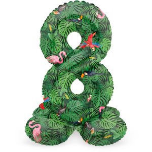 Stehender Folienballon Ziffer / Zahl 8 Jungle Vibe - 72 cm