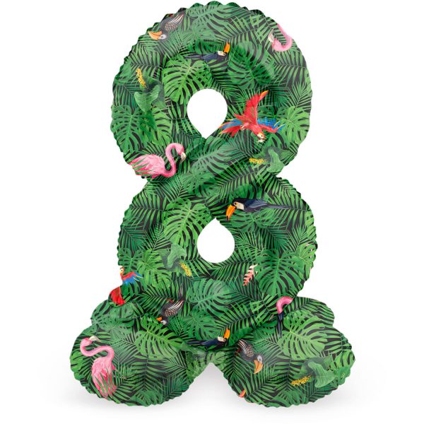 Stehender Folienballon Ziffer / Zahl 8 Jungle Vibe - 72 cm