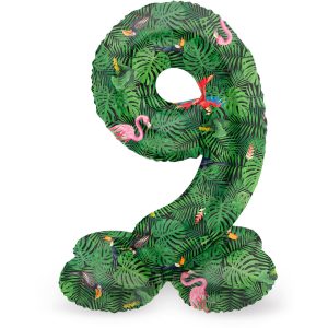 Stehender Folienballon Ziffer / Zahl 9 Jungle Vibe - 72 cm
