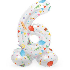 Stehender Folienballon Ziffer / Zahl 6 Joyful Party - 41 cm