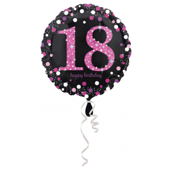 Folienballon Sparkling Birthday 18 Pink
