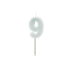 Geburtstagskerze Zahl 9, hellem Mint, 6 cm