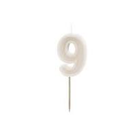 Geburtstagskerze Zahl 9 ,beige, 6 cm
