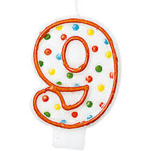 Zahlenkerze 9 Polka Dots - 7,6 cm