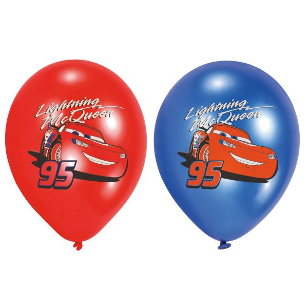 6 Latexballons Cars vierfarbig bedruckt 27,5 cm