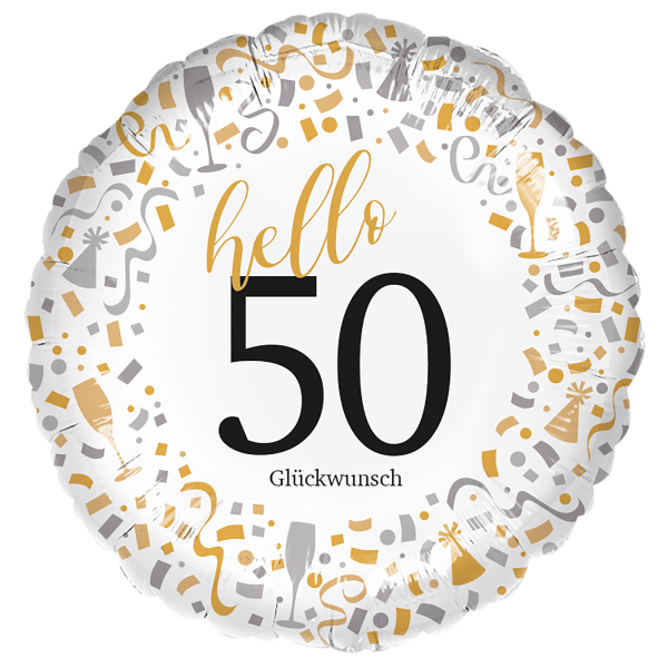 9075492-1_10558-2-3-600 Folienballon "Hello 50" 43 cm