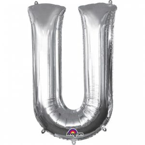 Folienballon SuperShape Buchstabe U Silber, 58cm x 83cm