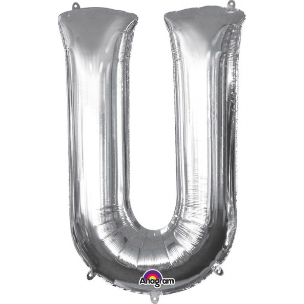 Folienballon SuperShape Buchstabe U Silber, 58cm x 83cm