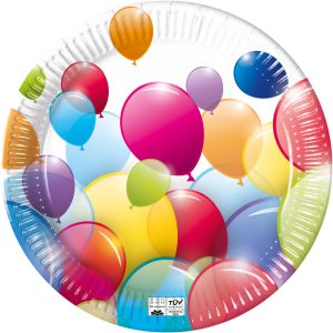 8 Compostable Teller Balloons rund Papier 23 cm