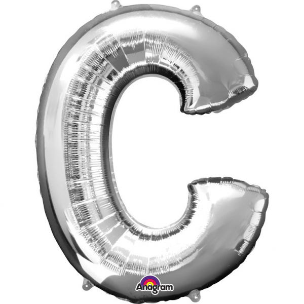 9555-3295001-1-3-600 Folienballon SuperShape Buchstabe C Silber, 63cm x 81cm