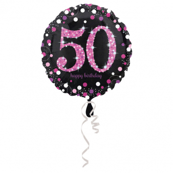 Folienballon Sparkling Birthday 50 Pink