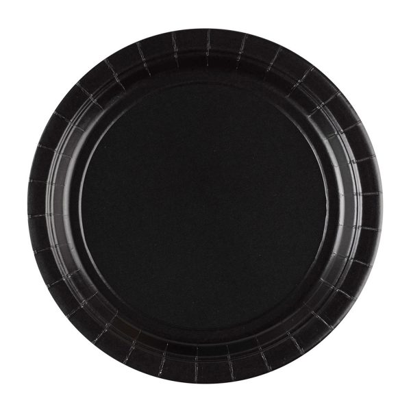 8 Teller schwarz Papier rund 23cm