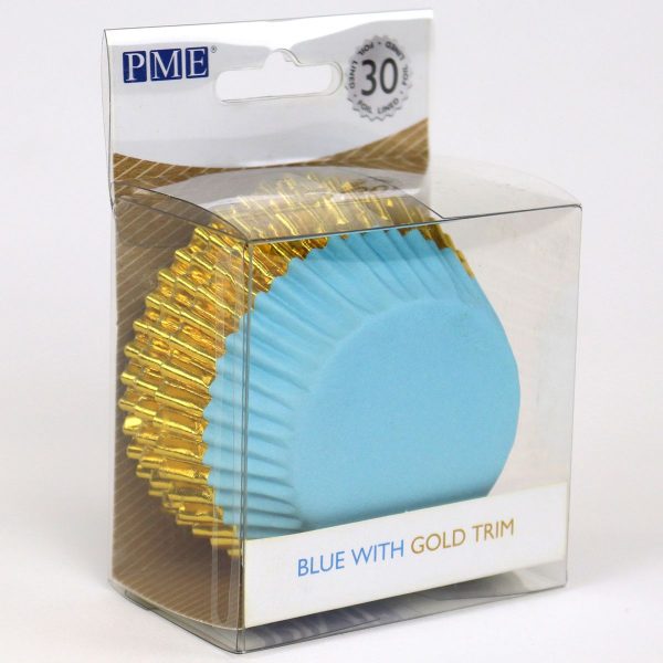 PME folienbeschichtete Backförmchen Blau mit Goldverzierung