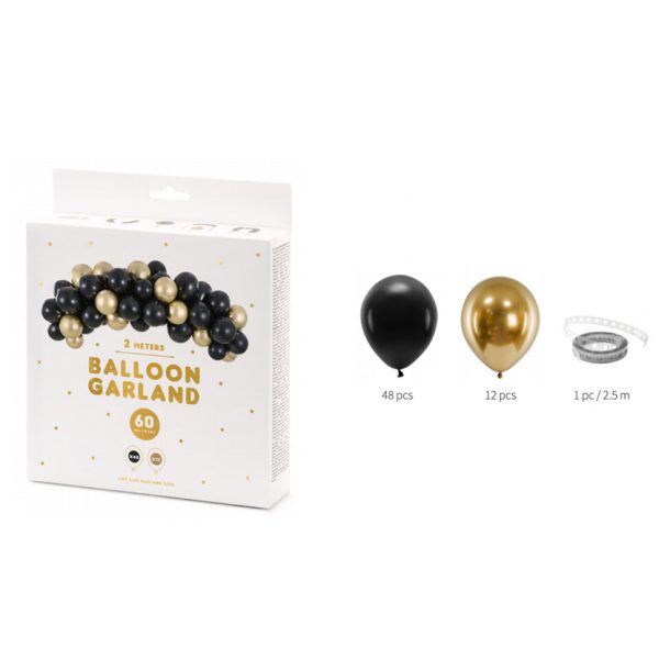 KIT für Ballongirlande 2 Meter schwarz/gold