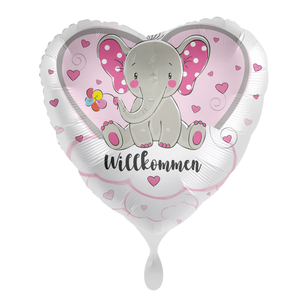 Folienballon Elefant Willkommen Rosa 43cm